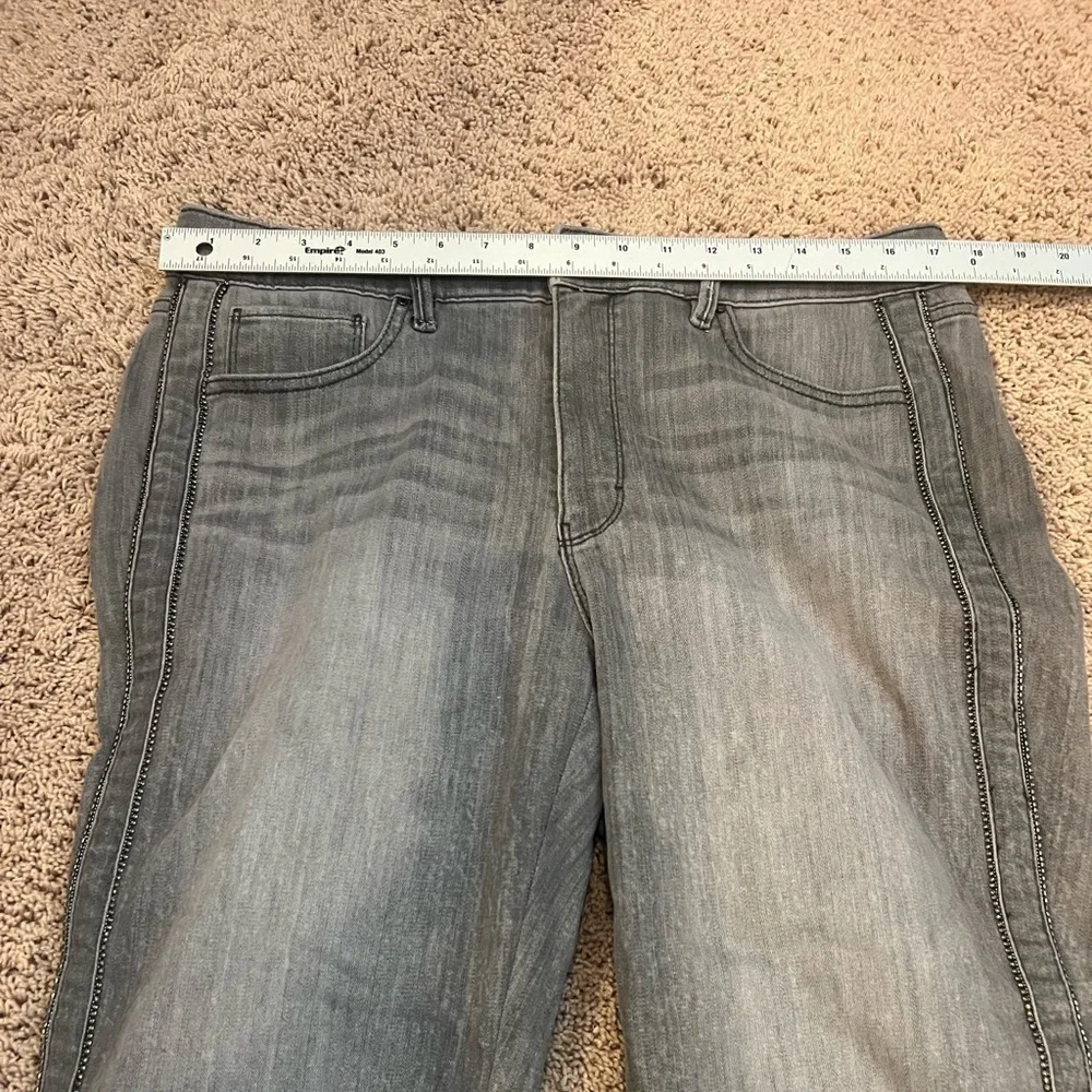 14s 14 short whbm straight embellished jeans gray side stripe beads cropped